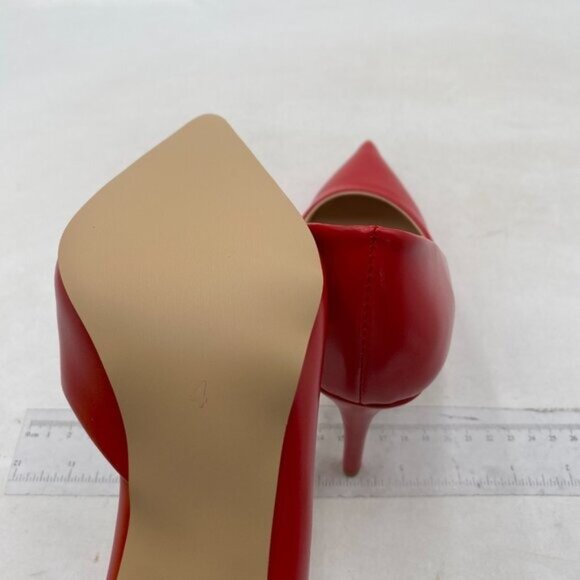 FOWT Red Slip on Classic Pointed Toe Pumps High Heel D'orsays Office Formal Shoe - Picture 6 of 8